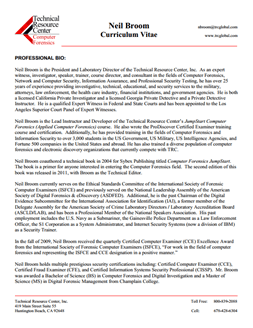 CV for Neil Broom Expert Witness in Computer Forensics Investigations in Iowa